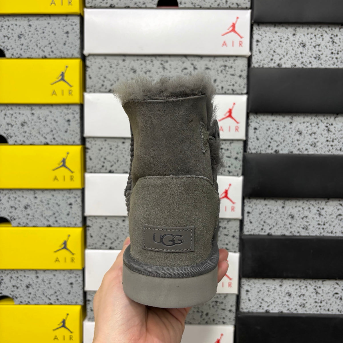 UGG Mid-Calf Snow Boots 6422 – Gray | Wood Button | Sizes 35–40