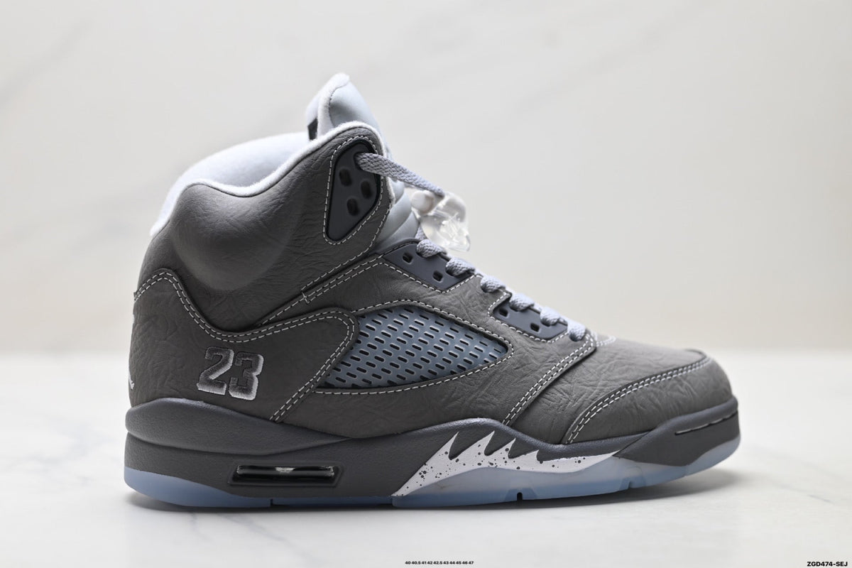 Air Jordan 5 Retro Wolf Grey Metallic Silver Sneakers