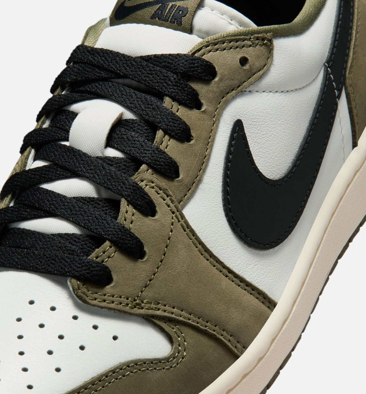 Air Jordan 1 Low Men's Lifestyle Sneakers - Sail/Hemp/Fire Red/College Grey