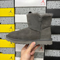 UGG Mid-Calf Snow Boots 6422 – Gray | Wood Button | Sizes 35–40